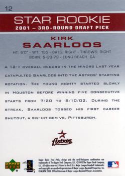 2003 Upper Deck First Pitch #12 Kirk Saarloos Back