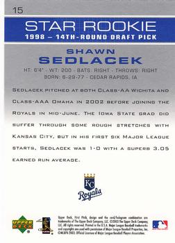 2003 Upper Deck First Pitch #15 Shawn Sedlacek Back