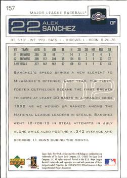 2003 Upper Deck First Pitch #157 Alex Sanchez Back
