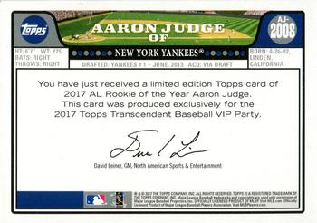 2017 Topps Transcendent Collection - Aaron Judge Topps History #AJ-2008 Aaron Judge Back