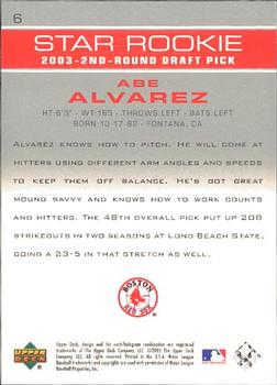 2003 Upper Deck Prospect Premieres #6 Abe Alvarez Back