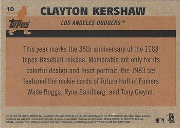 2018 Topps - 1983 Topps Baseball 35th Anniversary Chrome Silver Pack #10 Clayton Kershaw Back