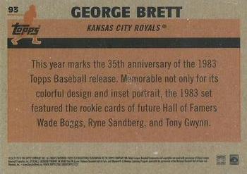 2018 Topps - 1983 Topps Baseball 35th Anniversary Chrome Silver Pack #93 George Brett Back