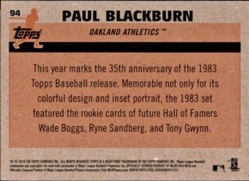 2018 Topps - 1983 Topps Baseball 35th Anniversary Chrome Silver Pack #94 Paul Blackburn Back