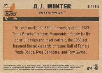 2018 Topps - 1983 Topps Baseball 35th Anniversary Chrome Silver Pack Green Refractor #81 A.J. Minter Back