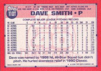 1991 Topps Traded #110T Dave Smith Back