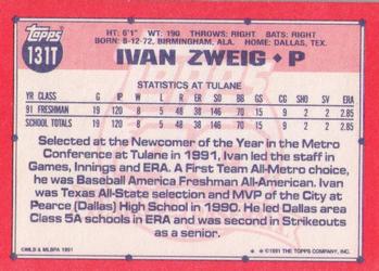 1991 Topps Traded #131T Ivan Zweig Back