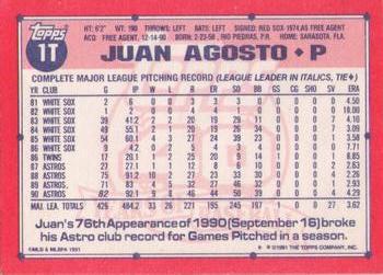 1991 Topps Traded #1T Juan Agosto Back