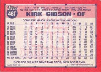 1991 Topps Traded #46T Kirk Gibson Back