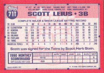 1991 Topps Traded #71T Scott Leius Back