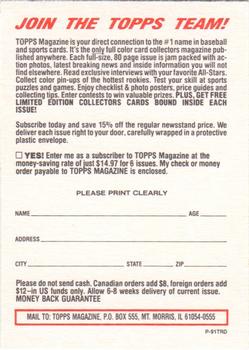 1991 Topps Traded #NNO Topps Magazine Subscription Offer Back
