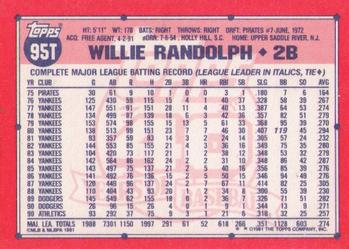 1991 Topps Traded #95T Willie Randolph Back