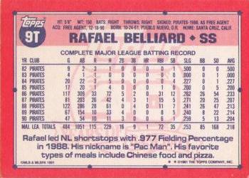 1991 Topps Traded #9T Rafael Belliard Back