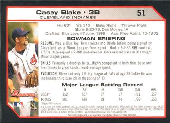 2004 Bowman #51 Casey Blake Back