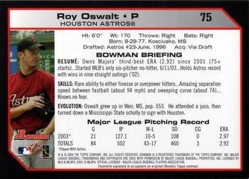 2004 Bowman #75 Roy Oswalt Back