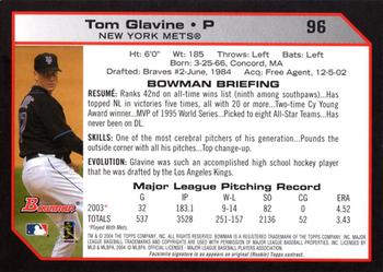 2004 Bowman #96 Tom Glavine Back