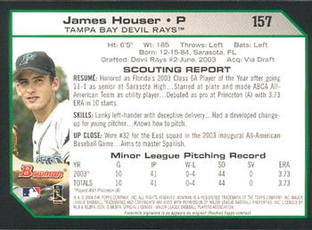 2004 Bowman #157 James Houser Back