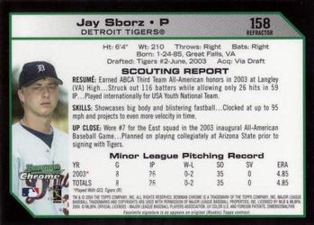 2004 Bowman Chrome #158 Jay Sborz Back