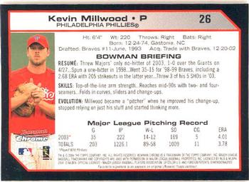 2004 Bowman Chrome #26 Kevin Millwood Back