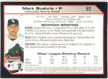2004 Bowman Chrome #57 Mark Buehrle Back