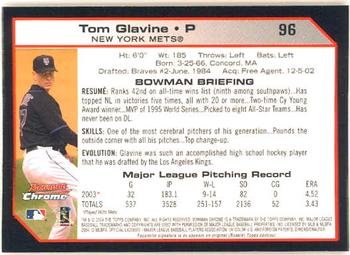 2004 Bowman Chrome #96 Tom Glavine Back