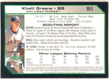 2004 Bowman Chrome #151 Khalil Greene Back