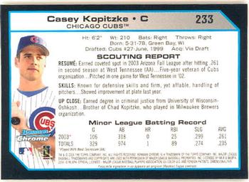2004 Bowman Chrome #233 Casey Kopitzke Back