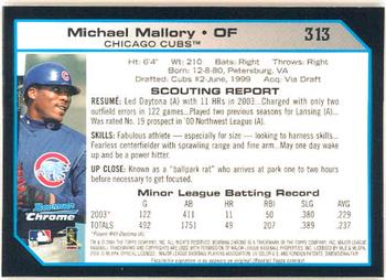 2004 Bowman Chrome #313 Michael Mallory Back