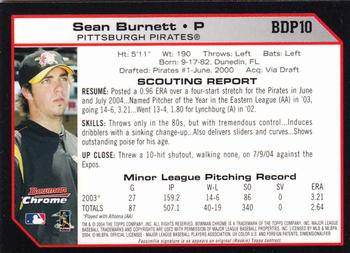 2004 Bowman Draft Picks & Prospects - Chrome #BDP10 Sean Burnett Back