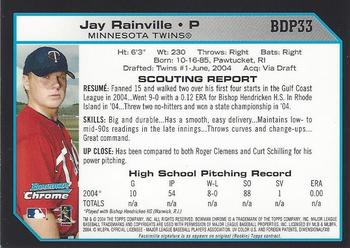 2004 Bowman Draft Picks & Prospects - Chrome #BDP33 Jay Rainville Back
