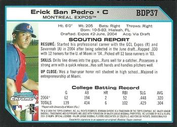 2004 Bowman Draft Picks & Prospects - Chrome #BDP37 Erick San Pedro Back