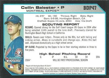 2004 Bowman Draft Picks & Prospects - Chrome #BDP47 Collin Balester Back