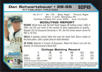 2004 Bowman Draft Picks & Prospects - Chrome #BDP49 Dan Schwartzbauer Back