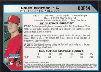 2004 Bowman Draft Picks & Prospects - Chrome #BDP54 Louis Marson Back