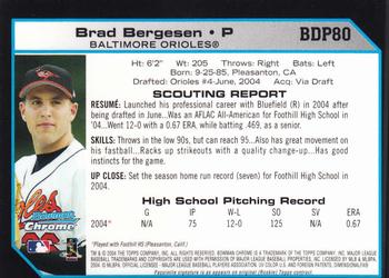 2004 Bowman Draft Picks & Prospects - Chrome #BDP80 Brad Bergesen Back