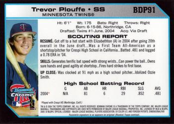 2004 Bowman Draft Picks & Prospects - Chrome #BDP91 Trevor Plouffe Back