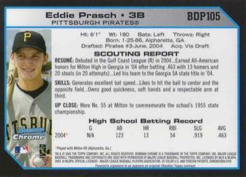 2004 Bowman Draft Picks & Prospects - Chrome #BDP105 Eddie Prasch Back