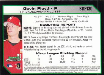 2004 Bowman Draft Picks & Prospects - Chrome #BDP130 Gavin Floyd Back