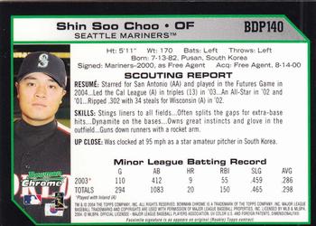 2004 Bowman Draft Picks & Prospects - Chrome #BDP140 Shin-Soo Choo Back