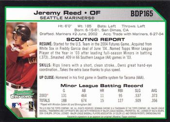 2004 Bowman Draft Picks & Prospects - Chrome #BDP165 Jeremy Reed Back