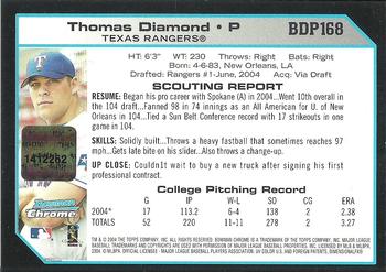 2004 Bowman Draft Picks & Prospects - Chrome #BDP168 Thomas Diamond Back