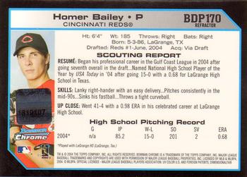 2004 Bowman Draft Picks & Prospects - Chrome #BDP170 Homer Bailey Back