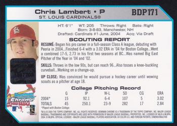 2004 Bowman Draft Picks & Prospects - Chrome #BDP171 Chris Lambert Back