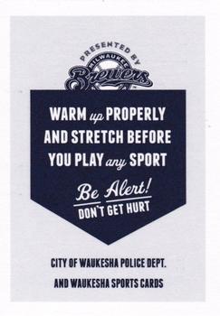 2012 Milwaukee Brewers Police - Waukesha City Police and Waukesha Sports Cards #NNO Jonathan Lucroy Back