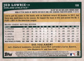 2018 Topps Big League #108 Jed Lowrie Back