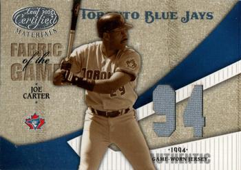 2004 Leaf Certified Materials - Fabric of the Game Jersey Year #FG-59 Joe Carter Front