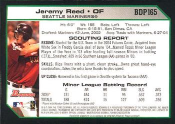 2004 Bowman Draft Picks & Prospects #BDP165 Jeremy Reed Back