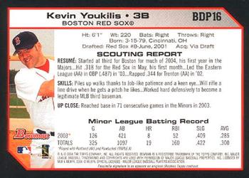 2004 Bowman Draft Picks & Prospects #BDP16 Kevin Youkilis Back