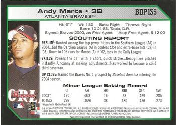 2004 Bowman Draft Picks & Prospects #BDP135 Andy Marte Back
