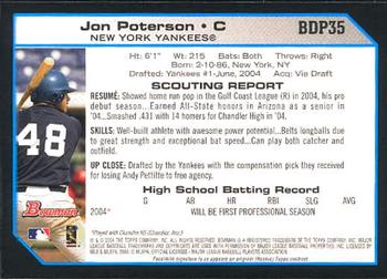 2004 Bowman Draft Picks & Prospects #BDP35 Jon Poterson Back